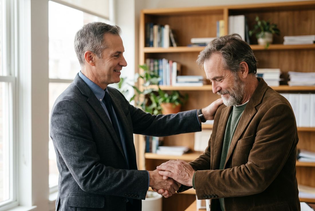 Reassuring handshake after a meeting