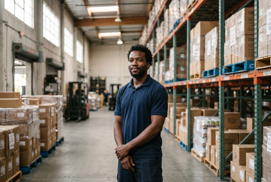 Warehouse worker in a Los Angeles distribution center